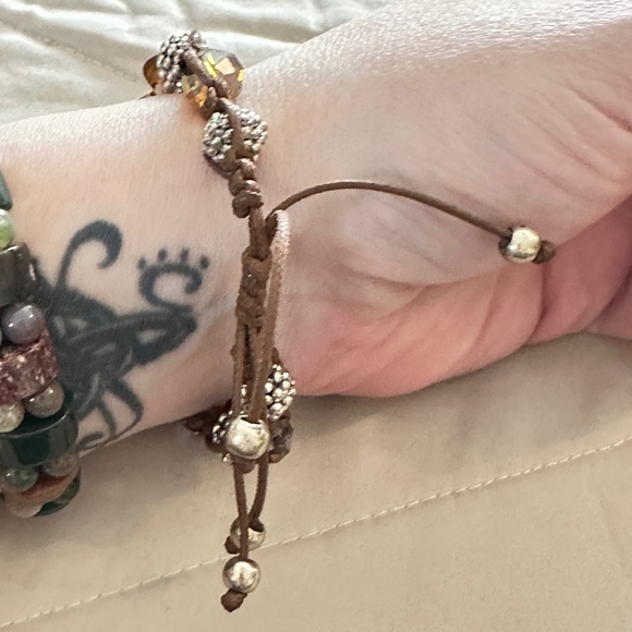2/$15 Brown cord adjustable Golden Rainbow Crystals & beaded bracelet - Picture 8 of 10